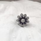 Adjustable Double layered 3d Cubic Zirconia Flower Ring Purple