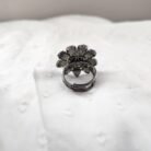 Adjustable Double layered 3d Cubic Zirconia Flower Ring Purple2