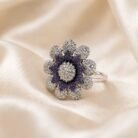 Adjustable Double layered 3d Cubic Zirconia Flower Ring-01