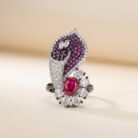Adjustable Ruby Floral Statement Ring-01