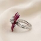 Diana Invisible Setting Ruby Red Floral Ring -02