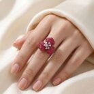 Diana Invisible Setting Ruby Red Floral Ring -03