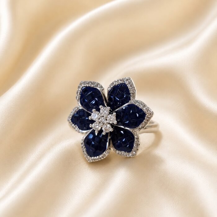 Diana Invisible Setting Ruby Red Floral Ring-Blule-01