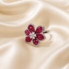 Diana Invisible Setting Ruby Red Floral Ring- Pink-01