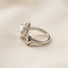 Dual Pearl CZ Detail Partially Open Statement Ring-03