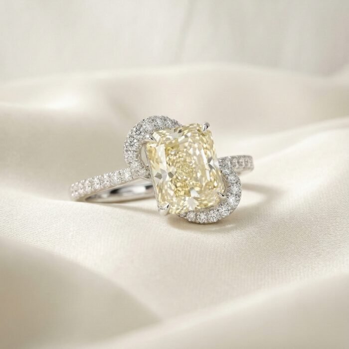 Lemon Quartz CZ Princess Ring - 01 Lemon Quartz CZ Princess Ring - 01