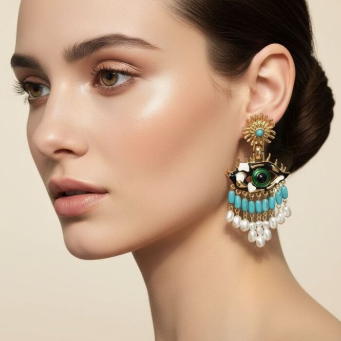 Blue vintage Evil Eye earrings-02