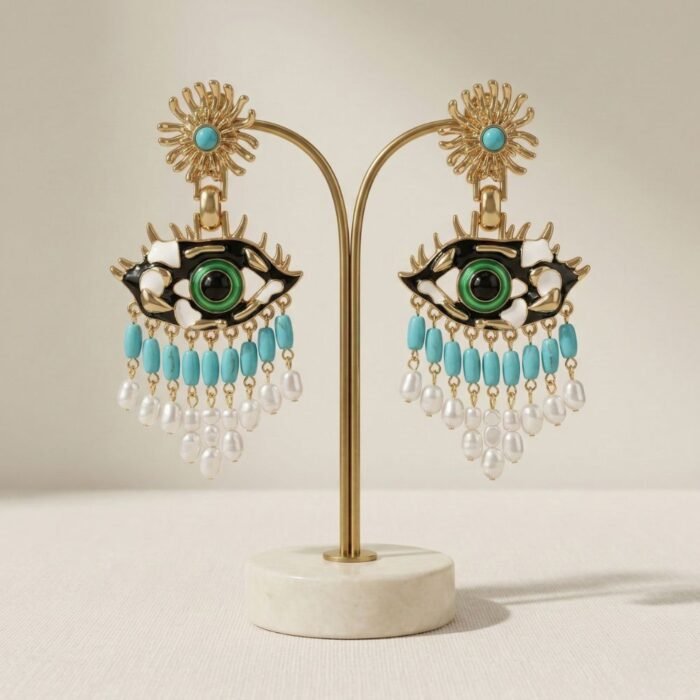 Blue vintage Evil Eye earrings-03