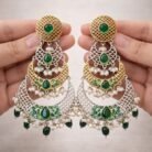 Chanda Antique Finish Kundan Polki Chandbali -01 (1)