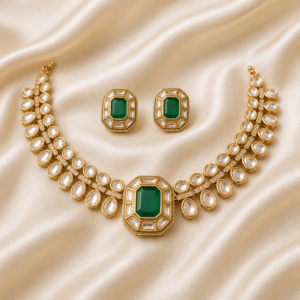 Emerald Lustre Polki Choker Set