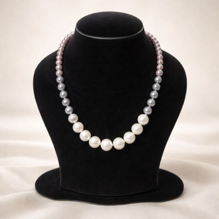Designer Tri Colour Baroque Pearl Necklace-001 Designer Tri Colour Baroque Pearl Necklace-001