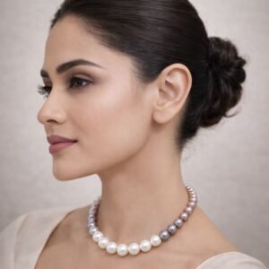 Designer Tri Colour Baroque Pearl Necklace-03