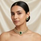 Emerald Lustre Polki Choker Set-02