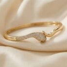 Gold Zirconia Snake Motif Classic Bracelet-01