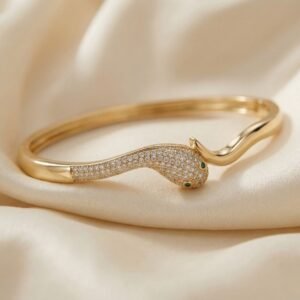 Gold Zirconia Snake Motif Classic Bracelet