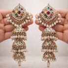 Jadau Triple Layer Navratna Jhumka-01