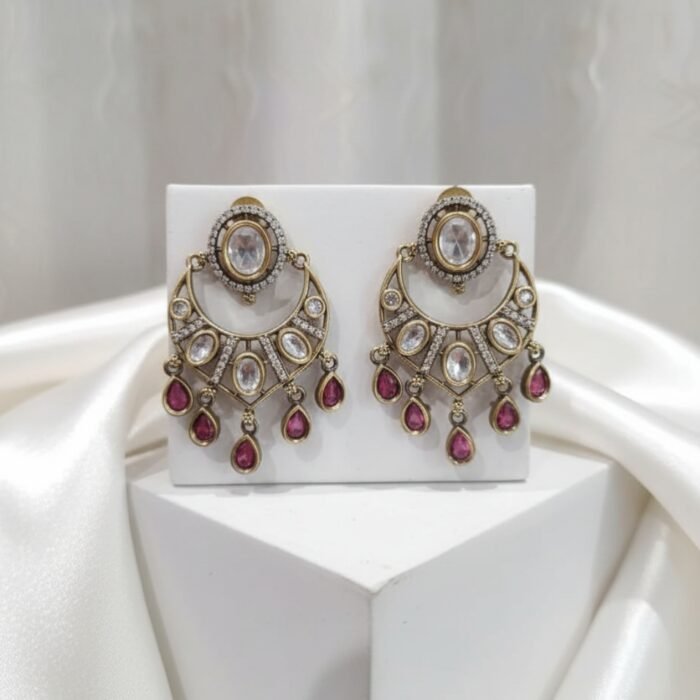 Moissanite Polki Chandbali-03