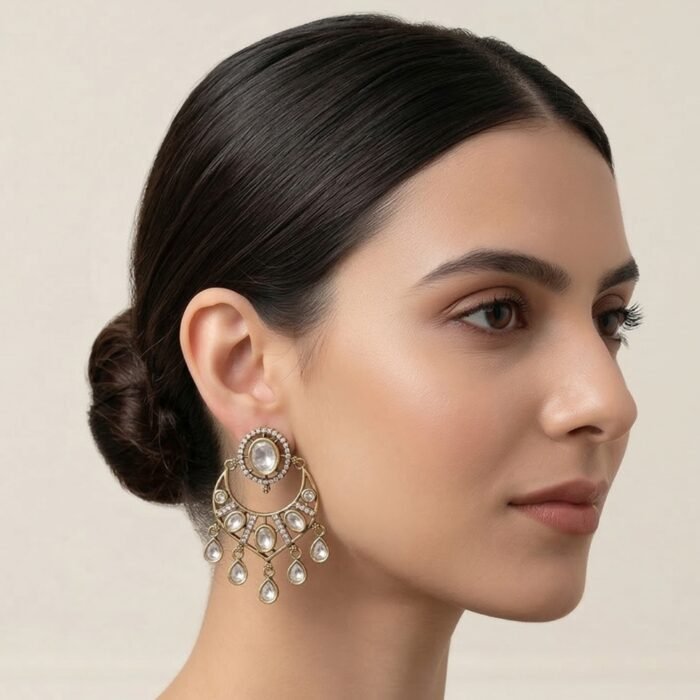 Moissanite Polki Chandbali-04