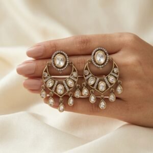 Moissanite Polki Chandbali