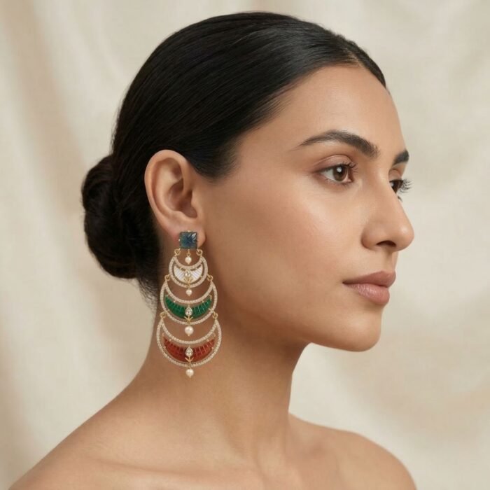 Triple layered exclusive multistone chandbali-02