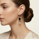 Antique Black & Pearl Drop Statement Earrings-02