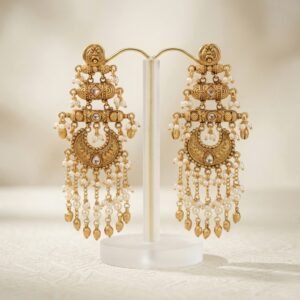 Antique Gold-Plated Pearl  Chandbalis