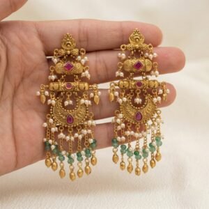 Antique Gold-Plated ruby emerald Chandbalis