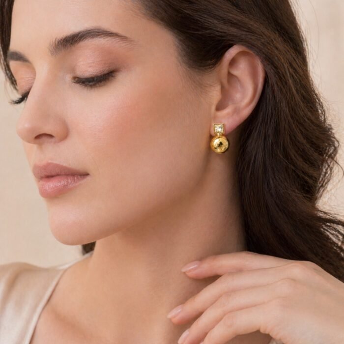 Contemporary Gold Drop Earrings-04