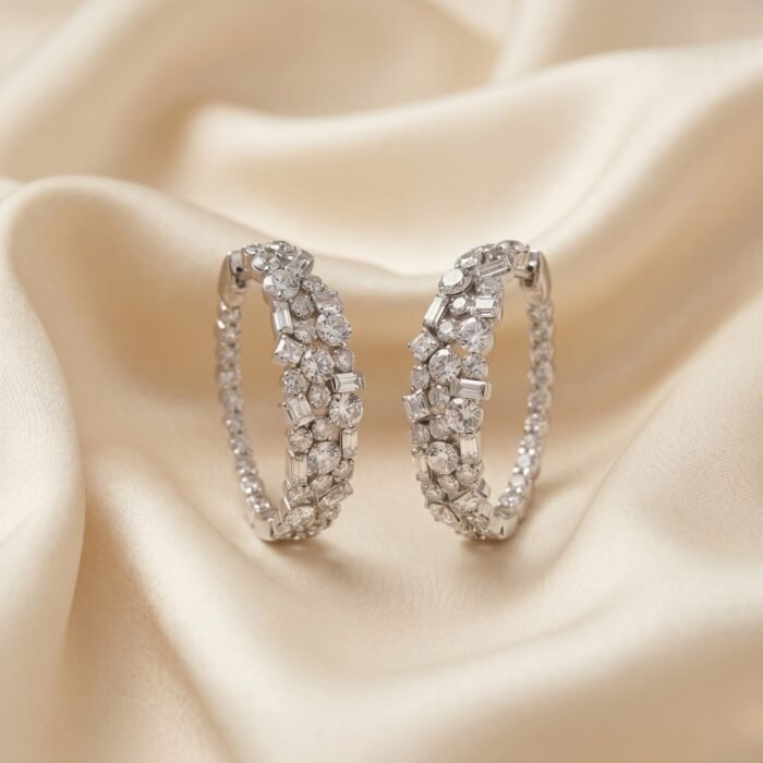 High-end zirconia hoop earrings -011