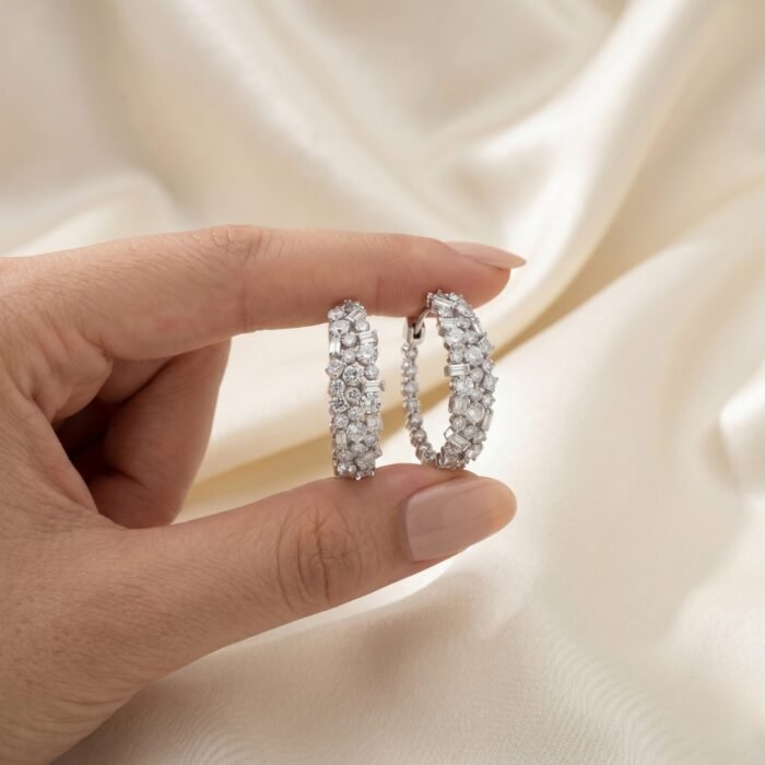 High-end zirconia hoop earrings -012