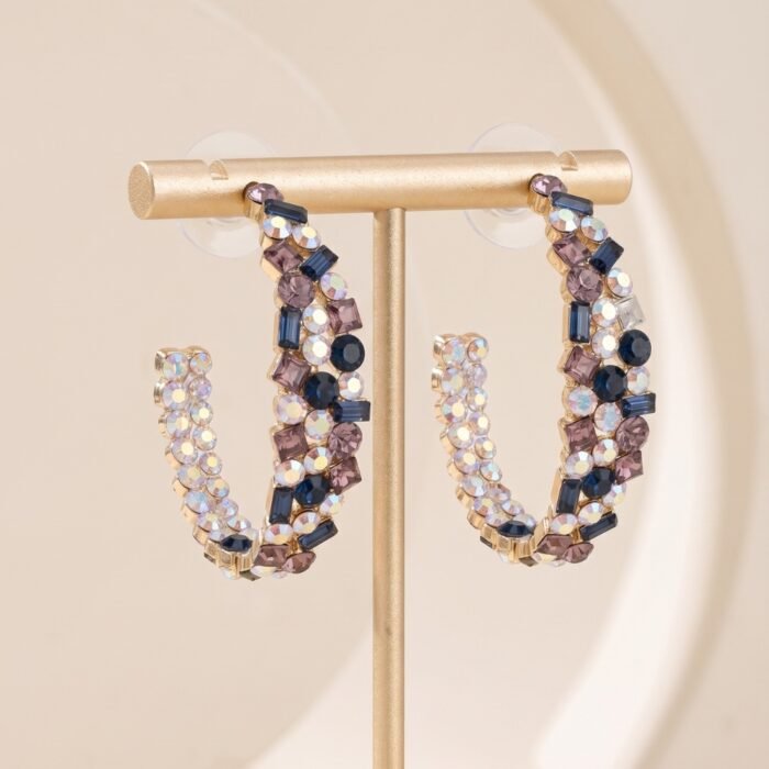 High-end zirconia hoop earrings -5