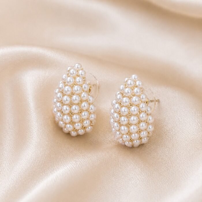 Pearl tear drop earrings -01