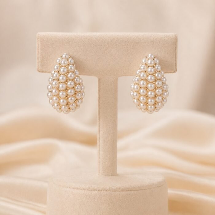 Pearl tear drop earrings -02