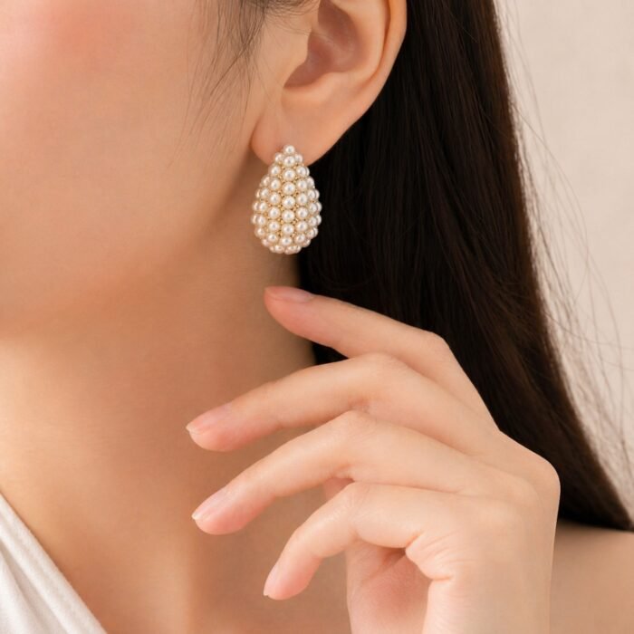 Pearl tear drop earrings -03