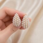 Pearl tear drop earrings -04