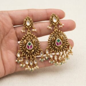 Statement Antique Gold-Finish Kashmiri Earrings