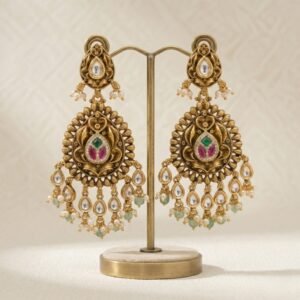 Statement Antique Gold-Finish Kashmiri Earrings