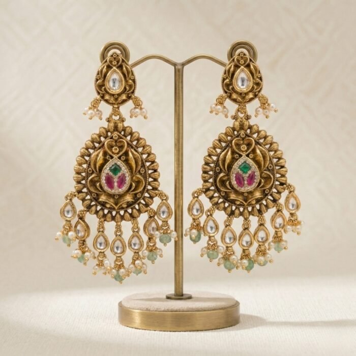 Statement Antique Gold-Finish Kashmiri Earring-03 (1)