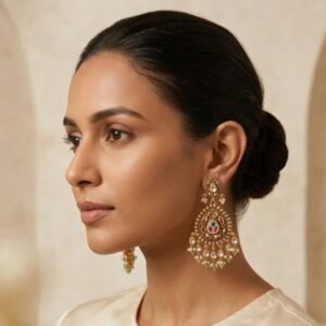 Statement Antique Gold-Finish Kashmiri Earring-03