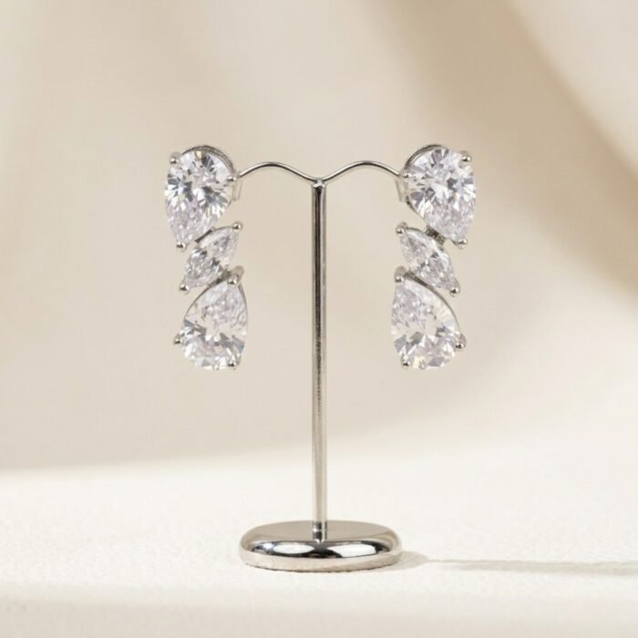 Triple Drop Zirconia Earrings-03