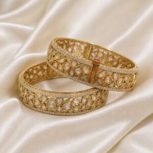 18K Moissanite Polki Bangles