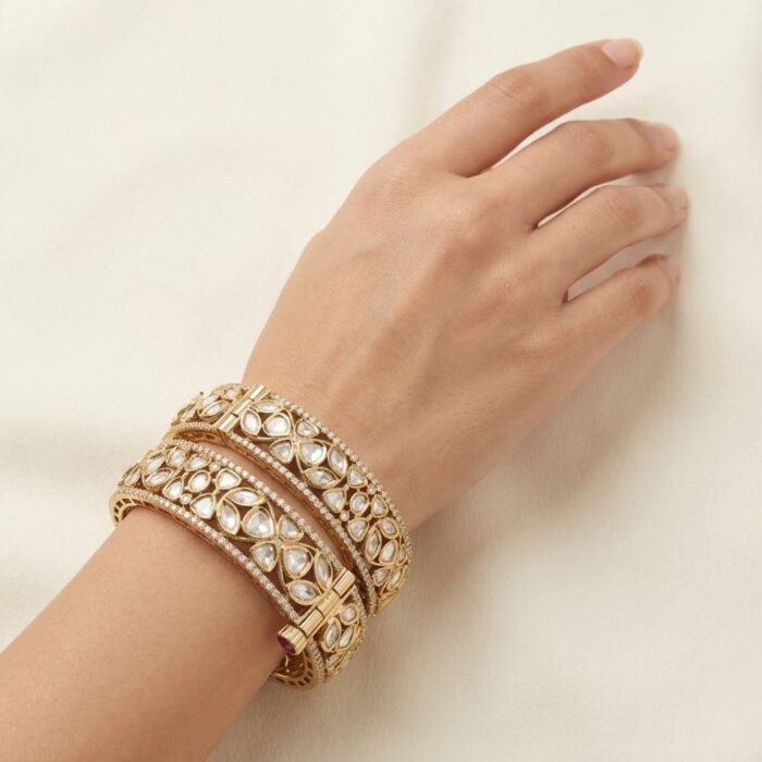 18K Moissanite Polki Bangles-03