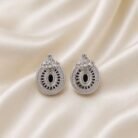 Black Zirconia Oval Stud Earrings-03