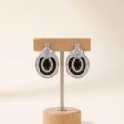 Black Zirconia Oval Stud Earrings-04