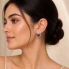 Black Zirconia Oval Stud Earrings-05