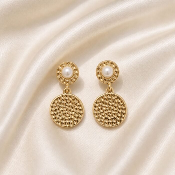 Cream Enamel Crystal Drop Earrings-02