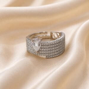 Adjustable CZ Gold Crown Ring