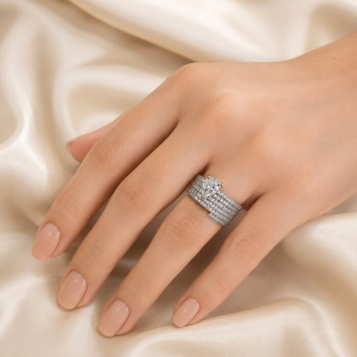 Cz gold crown ring 690-02