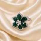 Diana Invisible Setting Ruby Red Floral Ring- Green-01