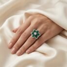 Diana Invisible Setting Ruby Red Floral Ring- Green-02